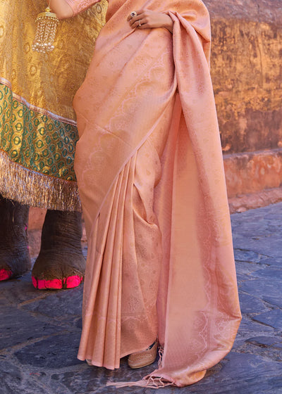 CORAL SOFT PINK BANARASI Woven Silk Saree