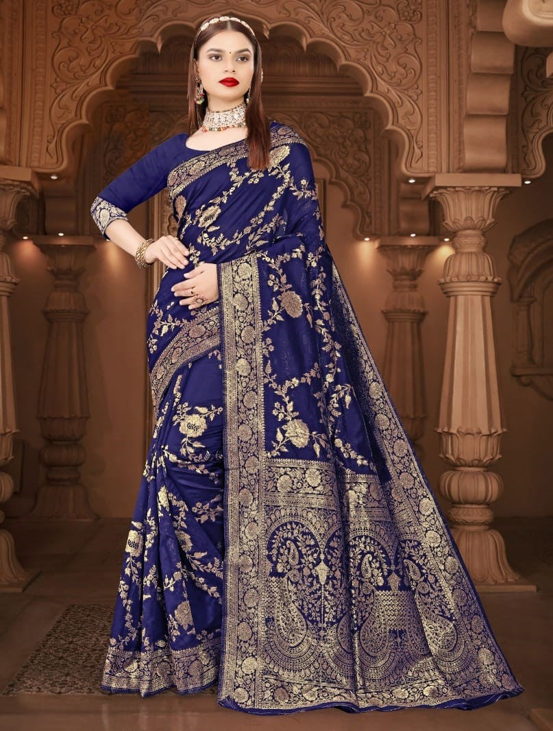 ROYAL BLUE BANARASI SILK WITH ZARI WEAVING SAREE