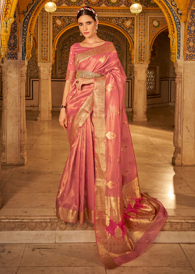 SUGAR ROSE Banarasi Tissue Silk Saree
