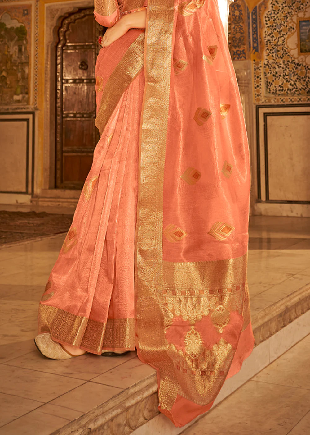 BLUSHING PEACH Banarasi Tissue Silk Saree