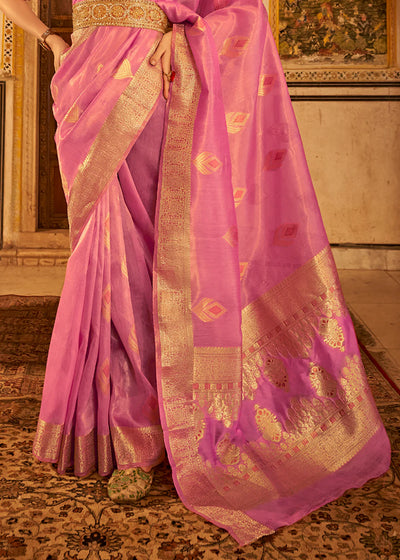 AZALEA PINK Banarasi Tissue Silk Saree
