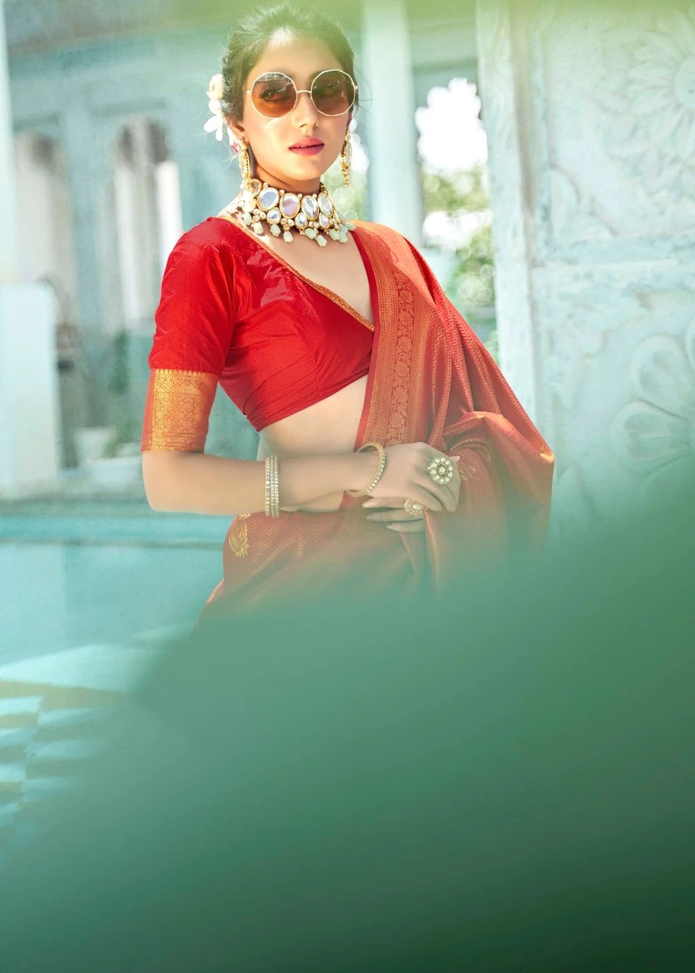 CRIMSON Royal Red Kanjivaram Zari Silk Saree