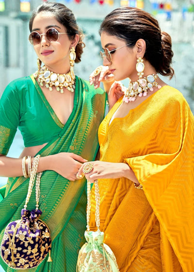 Yellow Kanjivaram Zari Silk Saree With Yellow Blouse