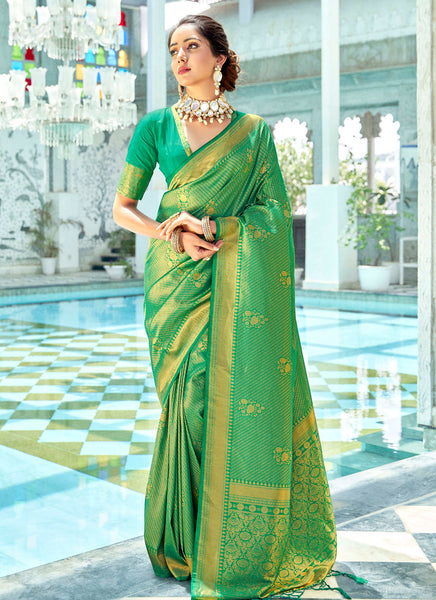 Attractive Green Color Designer Contemporary Style Saree