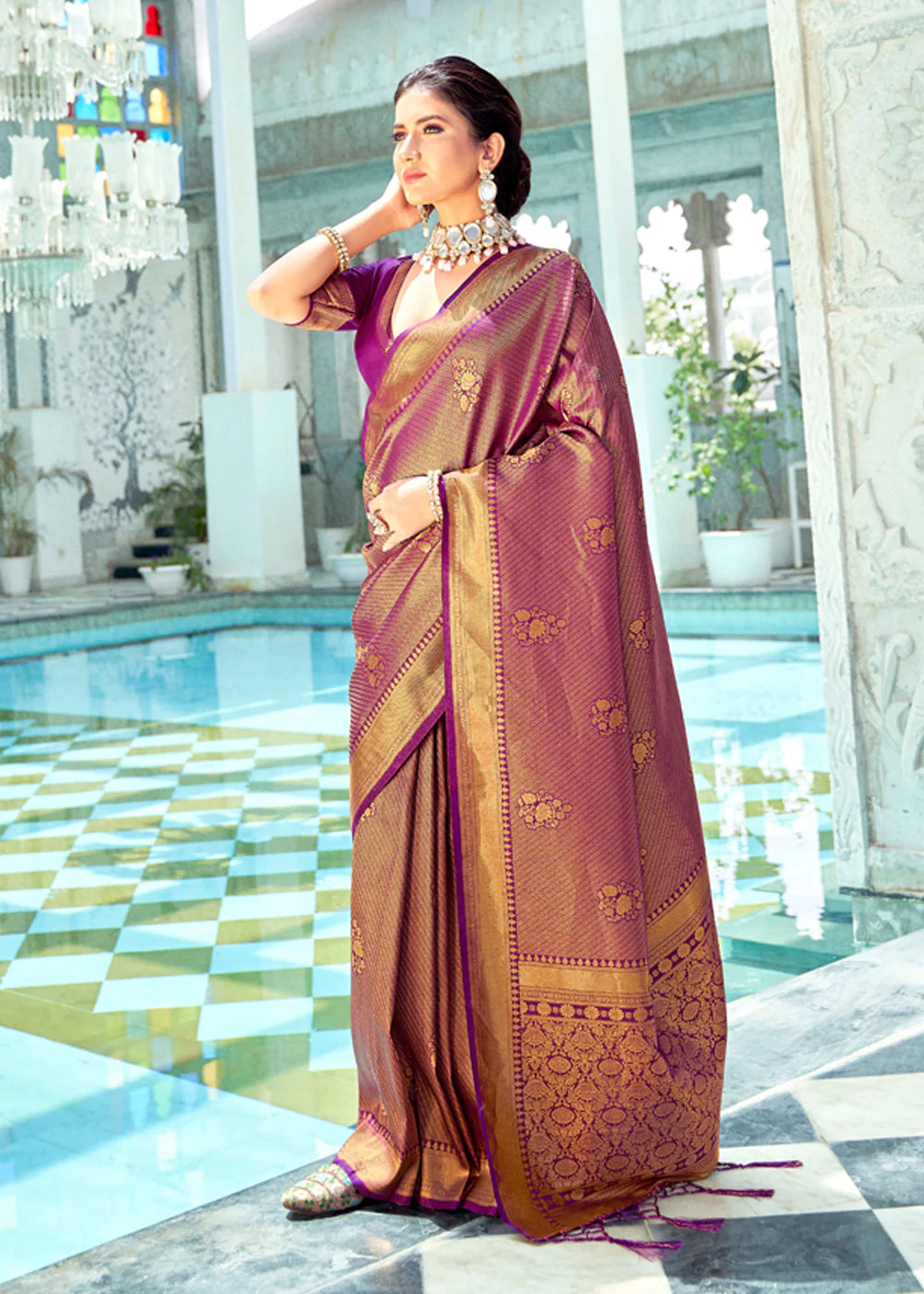 ORCHID Purple Kanjivaram Zari Silk Saree