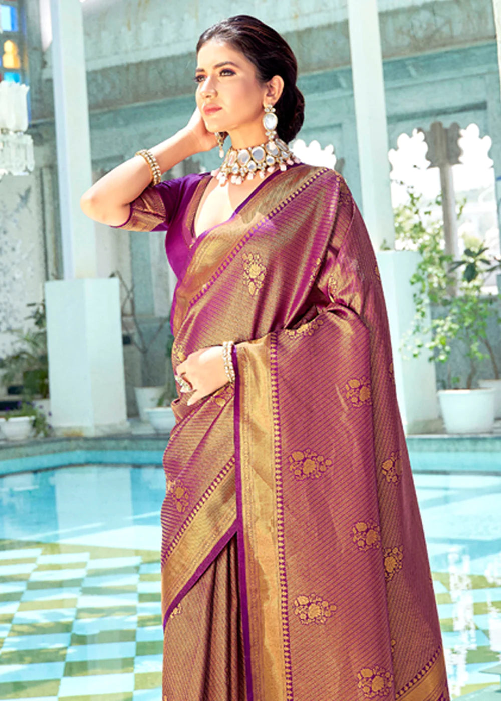 ORCHID Purple Kanjivaram Zari Silk Saree