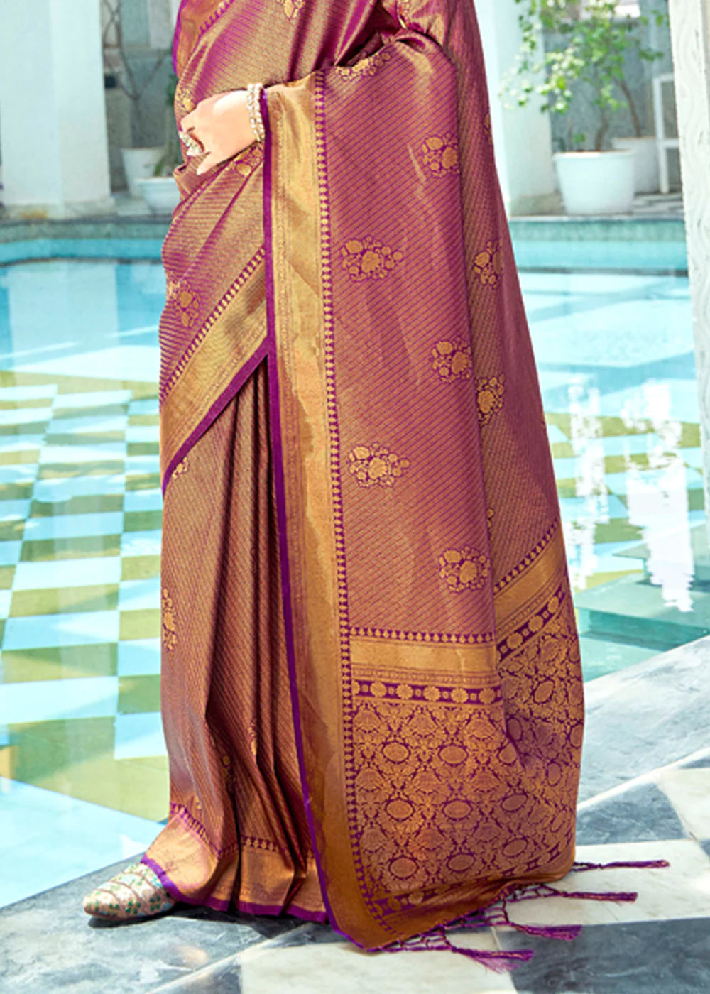 ORCHID Purple Kanjivaram Zari Silk Saree