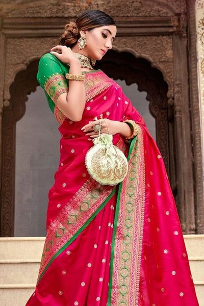 ROSE PINK WOVEN SOFT SILK SAREE