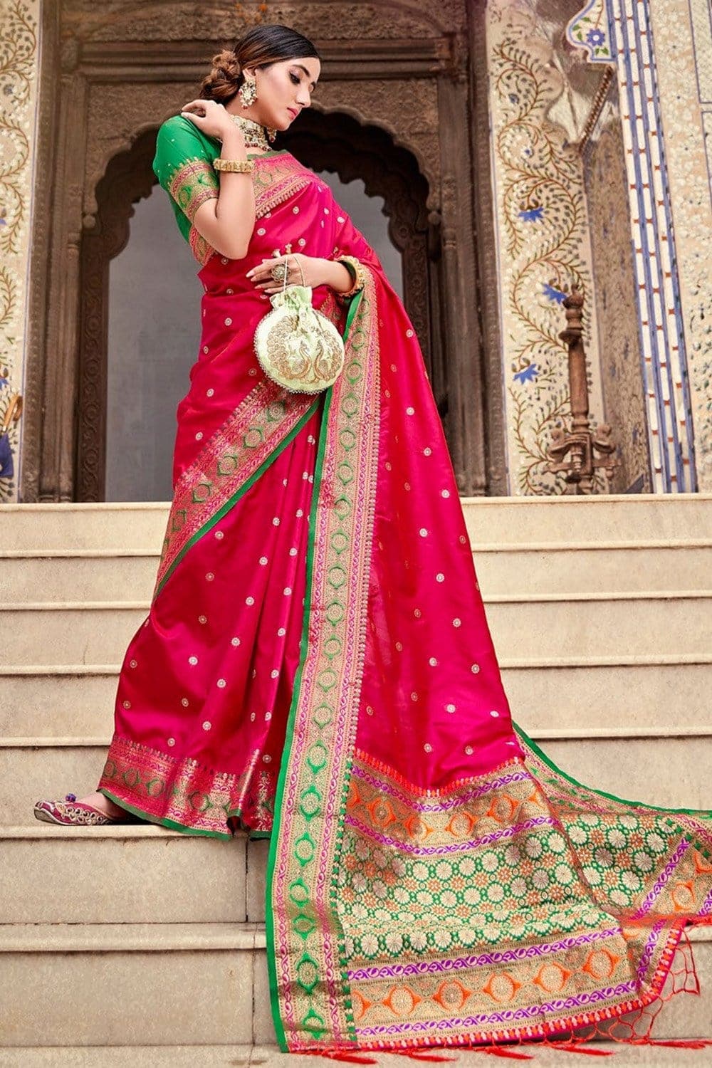 ROSE PINK WOVEN SOFT SILK SAREE