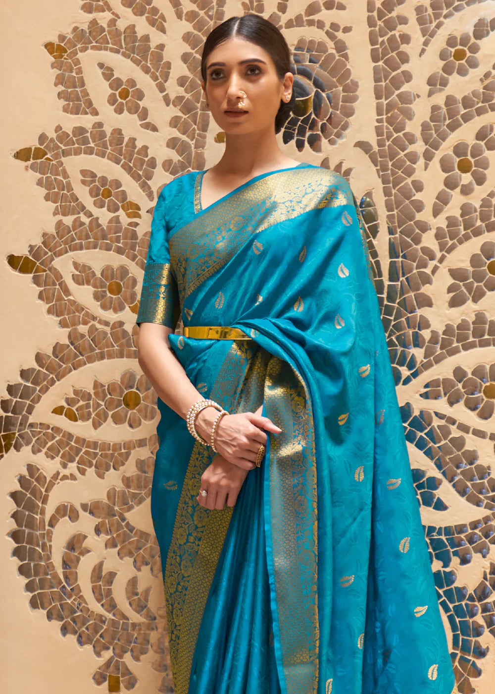 Enchantment Blue and Gold Woven Kanjivaram Saree