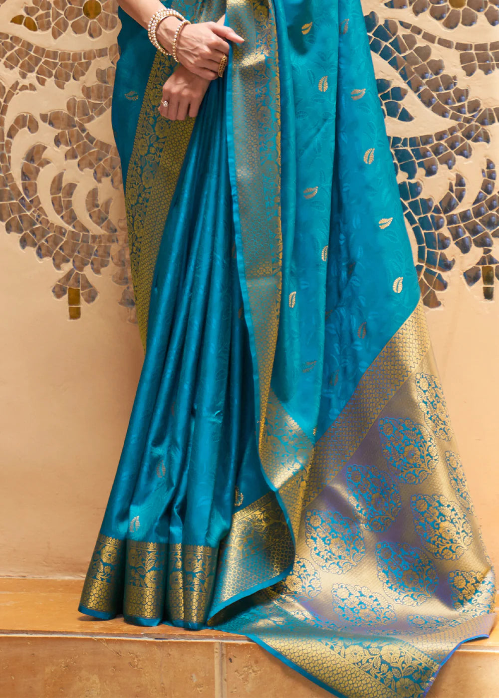 Enchantment Blue and Gold Woven Kanjivaram Saree