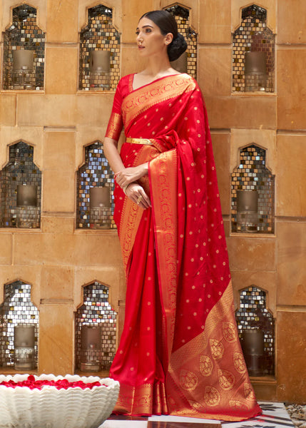 Elegance Red and Gold Woven Kanjivaram Saree