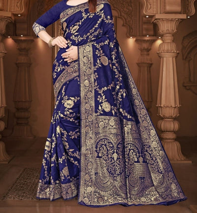 ROYAL BLUE BANARASI SILK WITH ZARI WEAVING SAREE