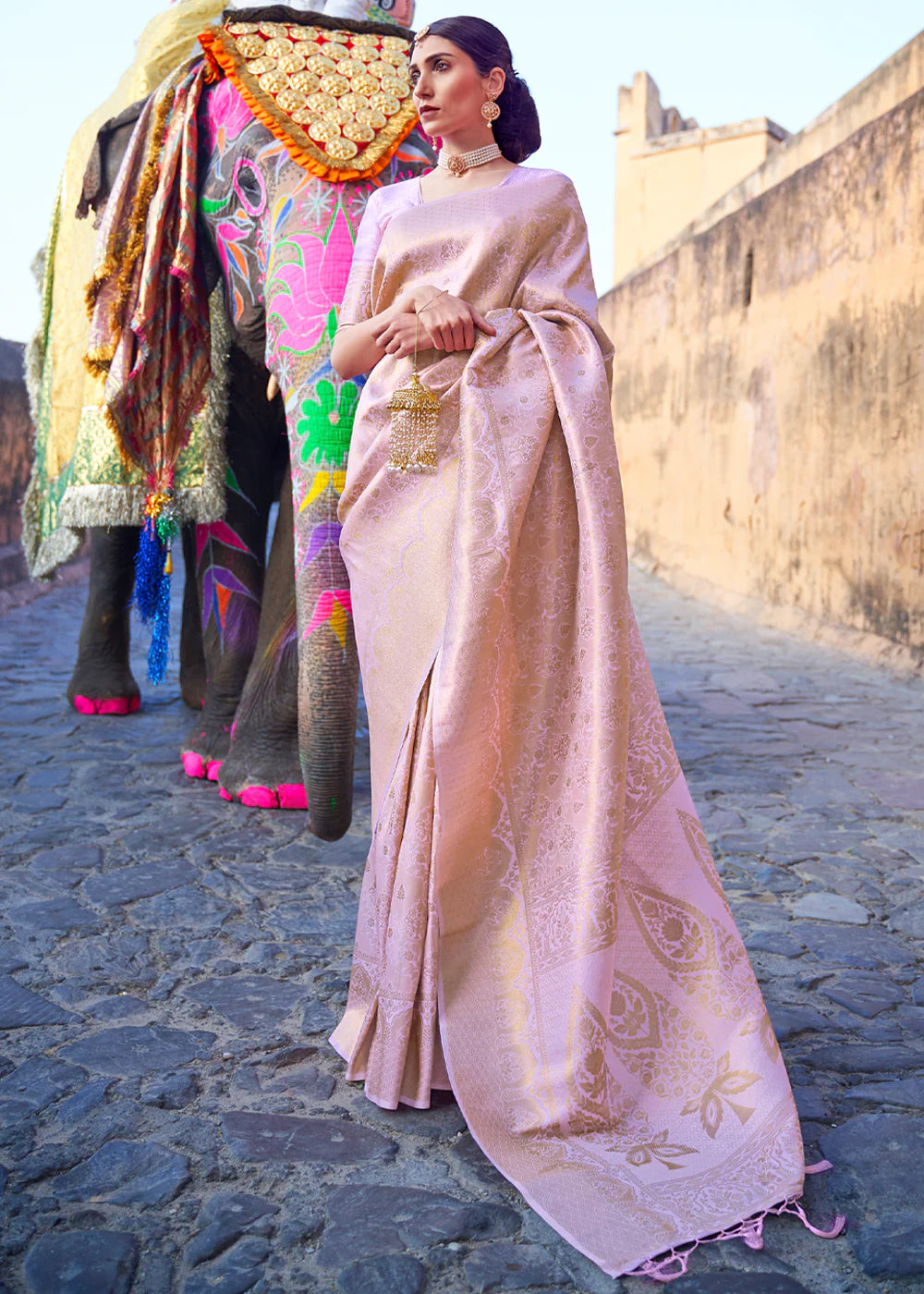 SOFT LAVENDER PURPLE  PINK BANARASI Woven Silk Saree