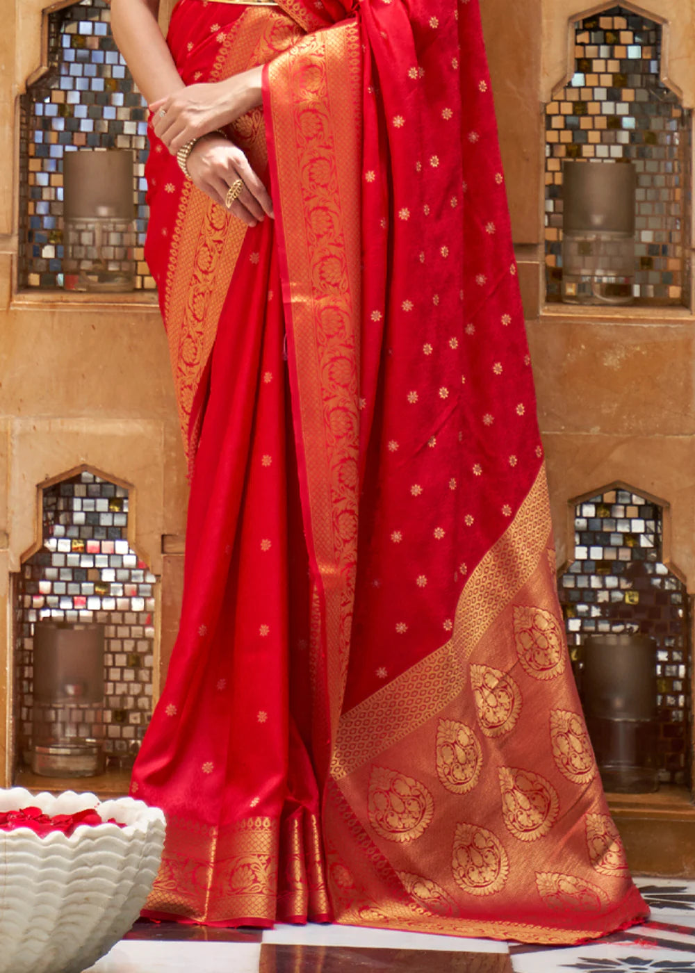 Elegance Red and Gold Woven Kanjivaram Saree