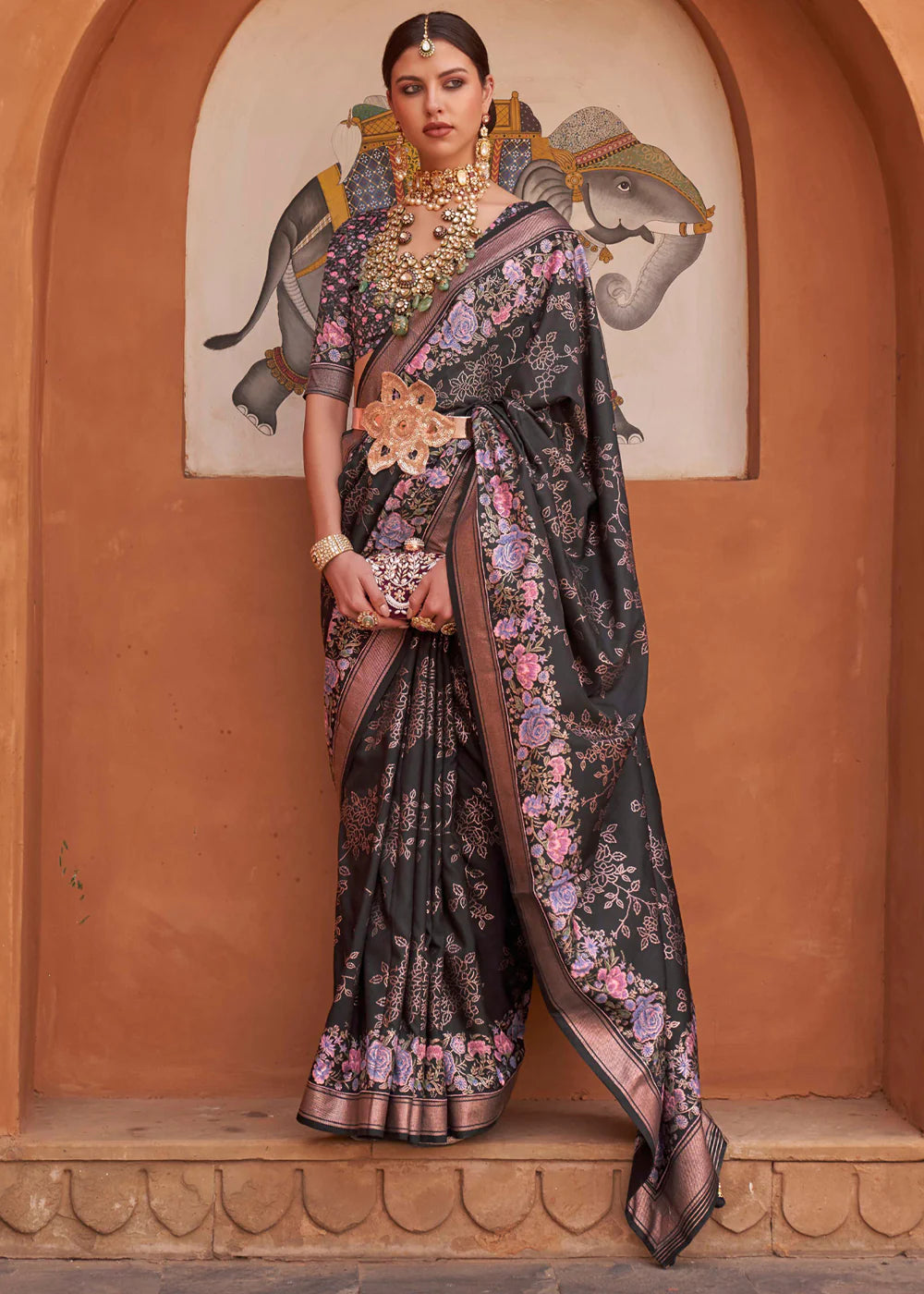 MIDNIGHT BLACK Soft Silk Saree