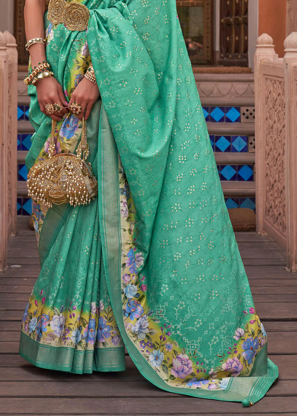 BERMUDA GREEN Soft Silk Saree