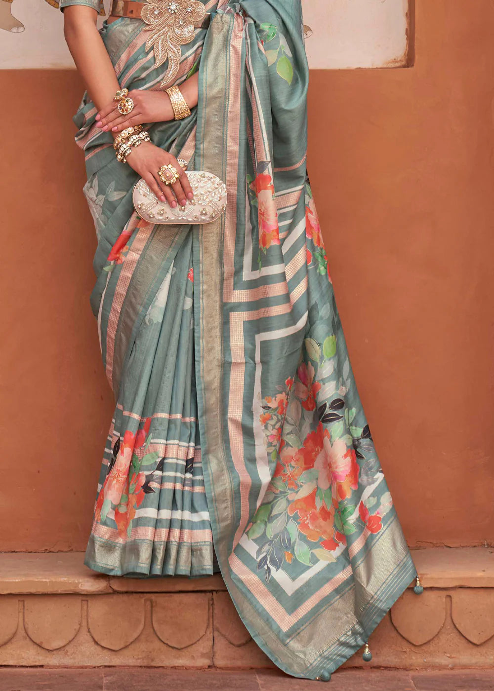 STONE GREY Soft Silk Saree