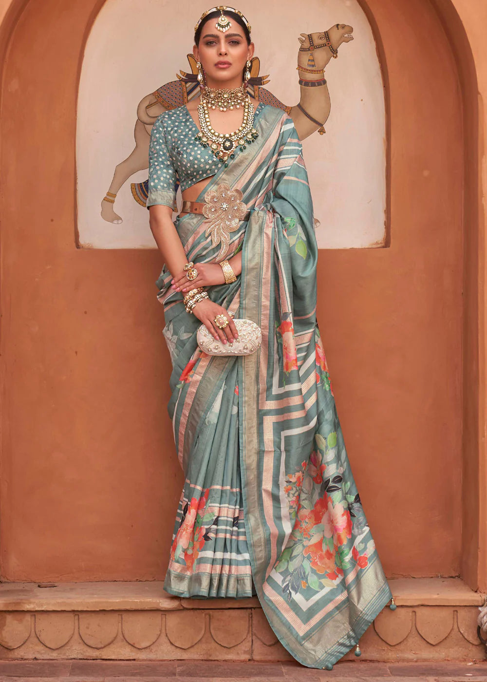 STONE GREY Soft Silk Saree