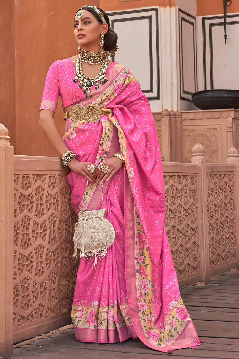 MAGENTA PINK Soft Silk Saree