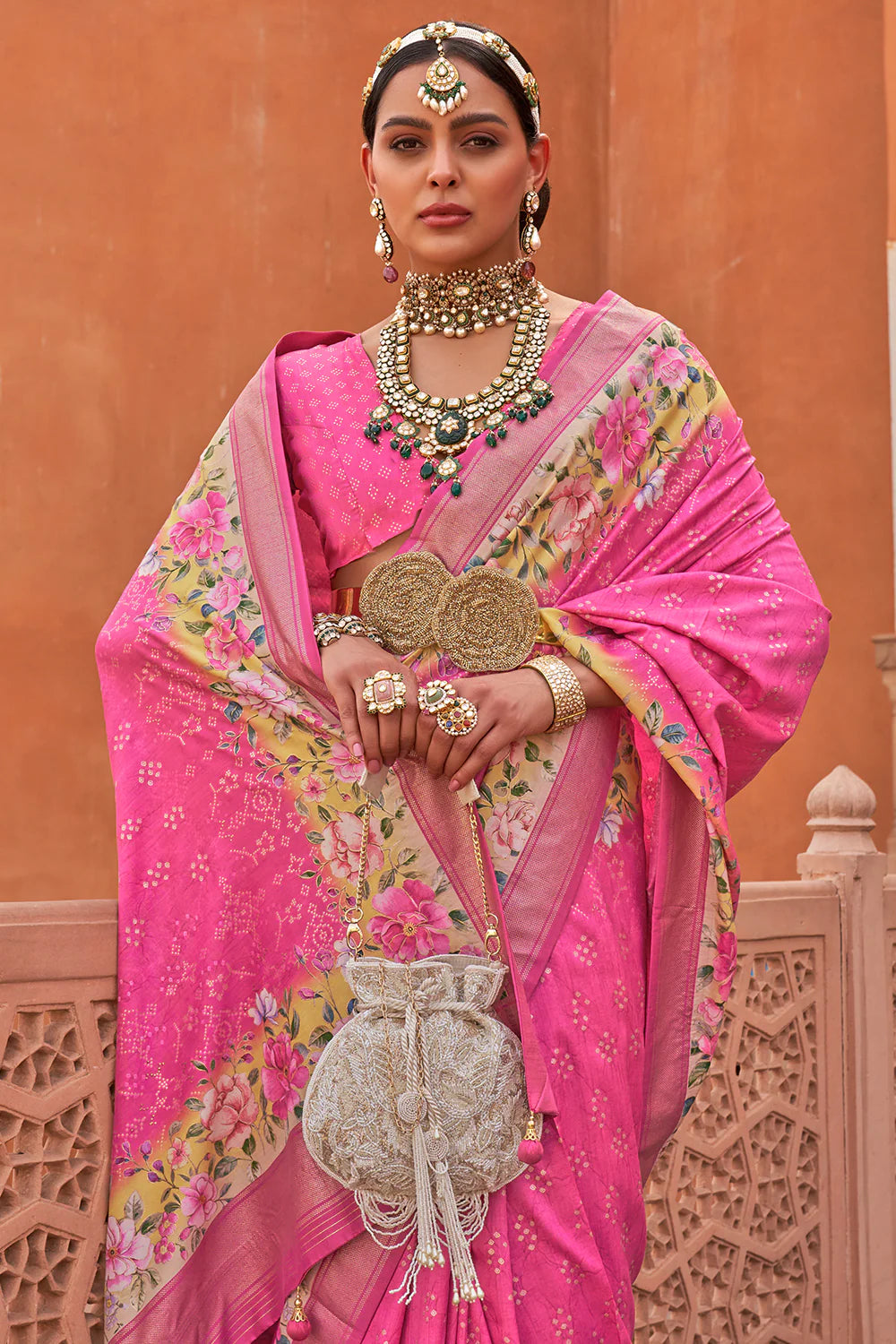 MAGENTA PINK Soft Silk Saree