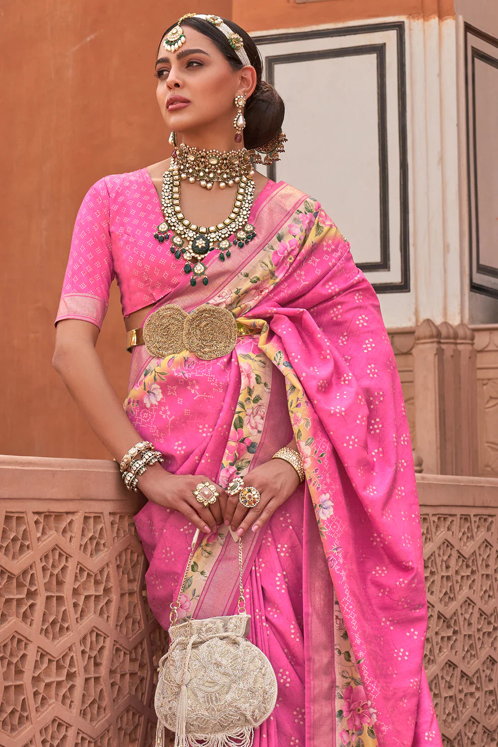 MAGENTA PINK Soft Silk Saree