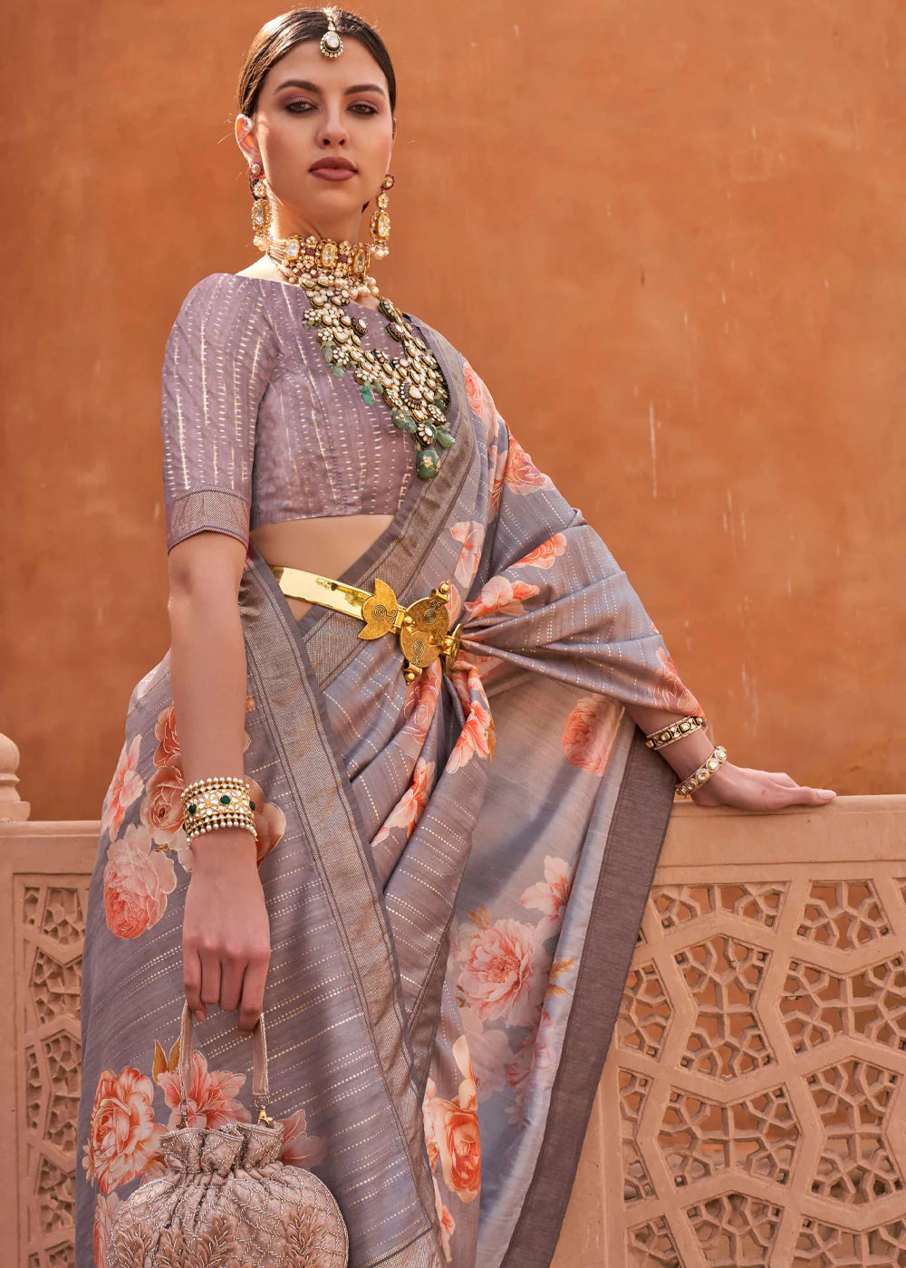 SOFT GREY Silk Saree