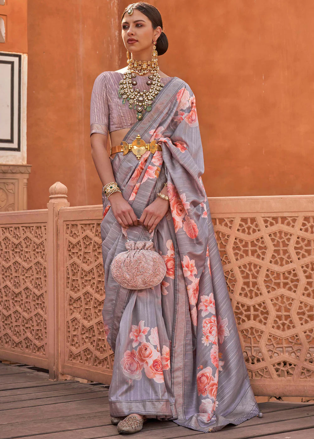 SOFT GREY Silk Saree