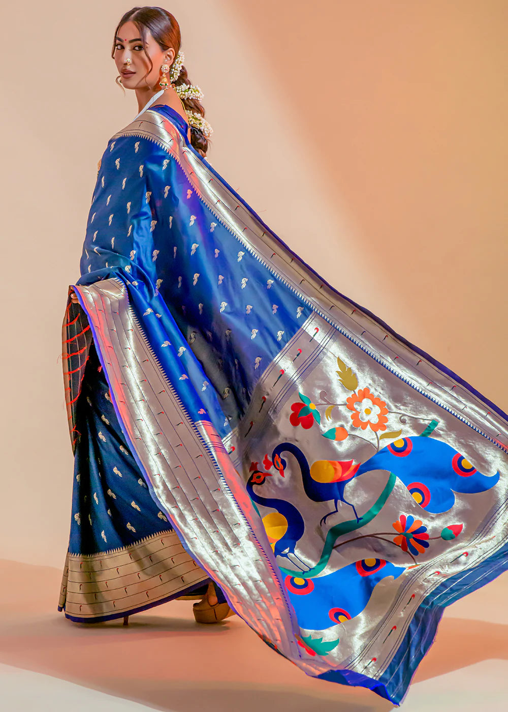 Navy Blue WOWEN Paithani Silk Saree