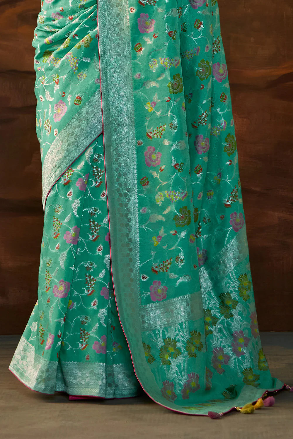 CERULEAN BLUE Woven Paithani Banarasi Soft Silk Saree