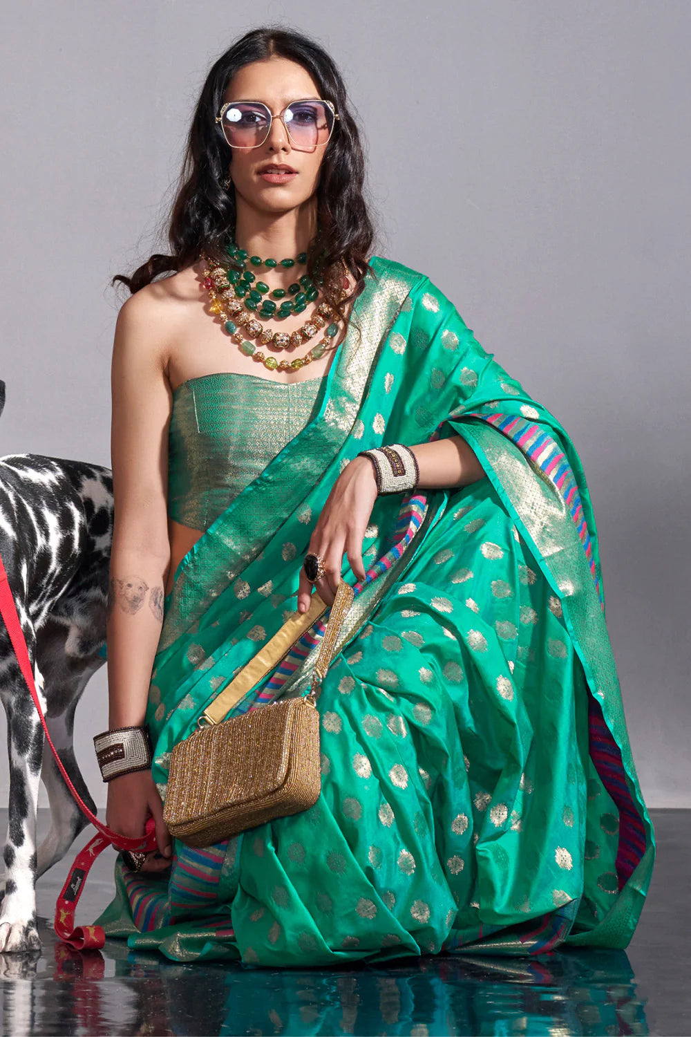 PERSIAN GREEN HANDLOOM WOVEN SILK SAREE