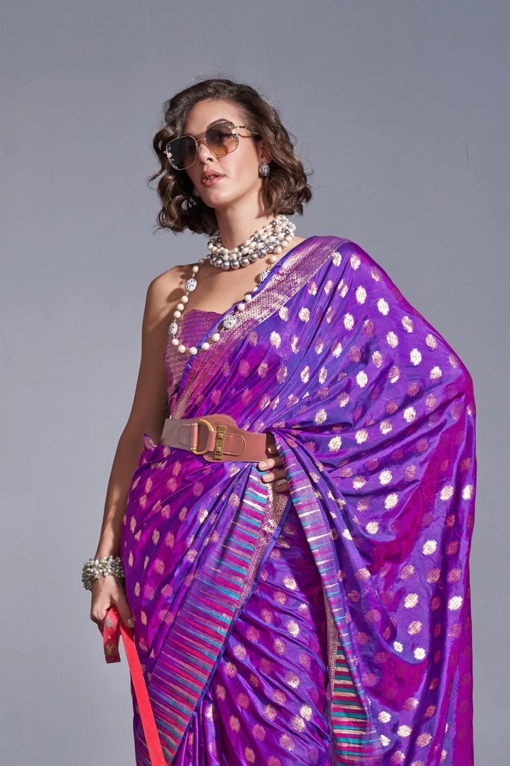 BYZANTIUM PURPLE HANDLOOM WOVEN SILK SAREE