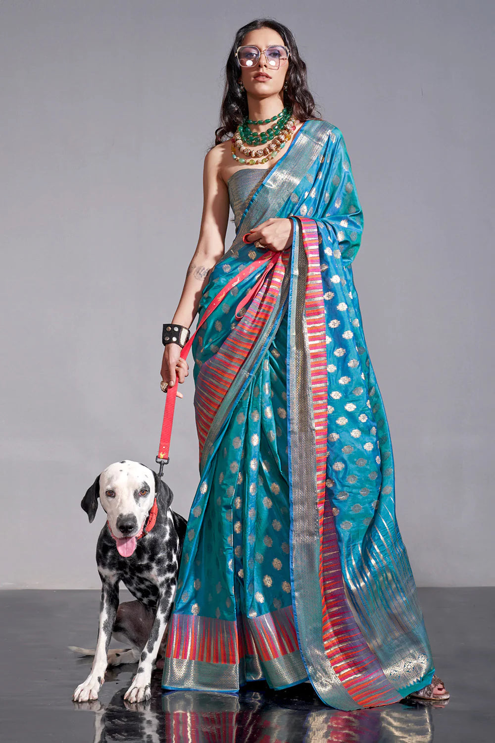 CERULEAN BLUE HANDLOOM WOVEN SILK SAREE