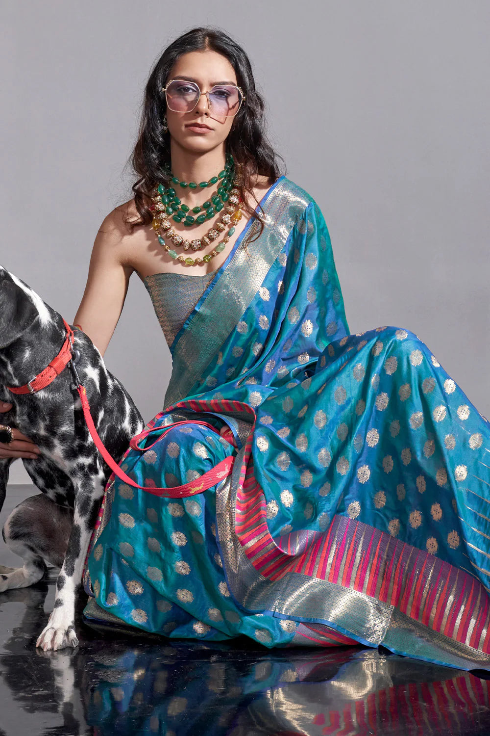 CERULEAN BLUE HANDLOOM WOVEN SILK SAREE