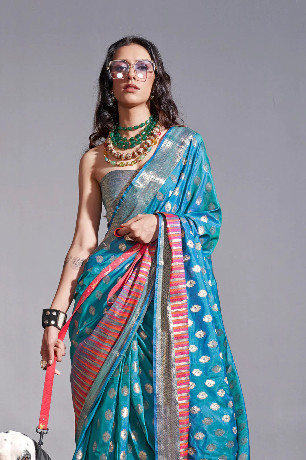 CERULEAN BLUE HANDLOOM WOVEN SILK SAREE