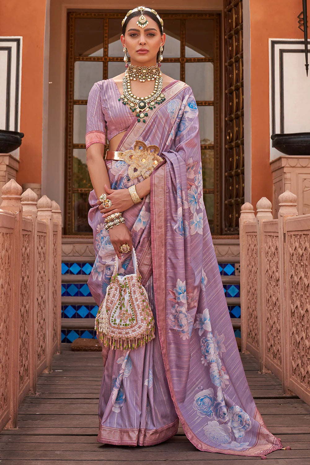 METALLIC LAVENDER Soft Silk Saree