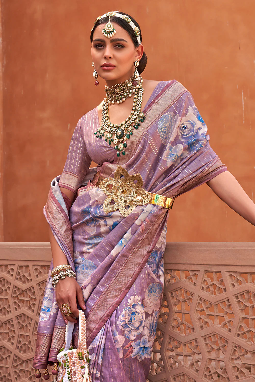 METALLIC LAVENDER Soft Silk Saree