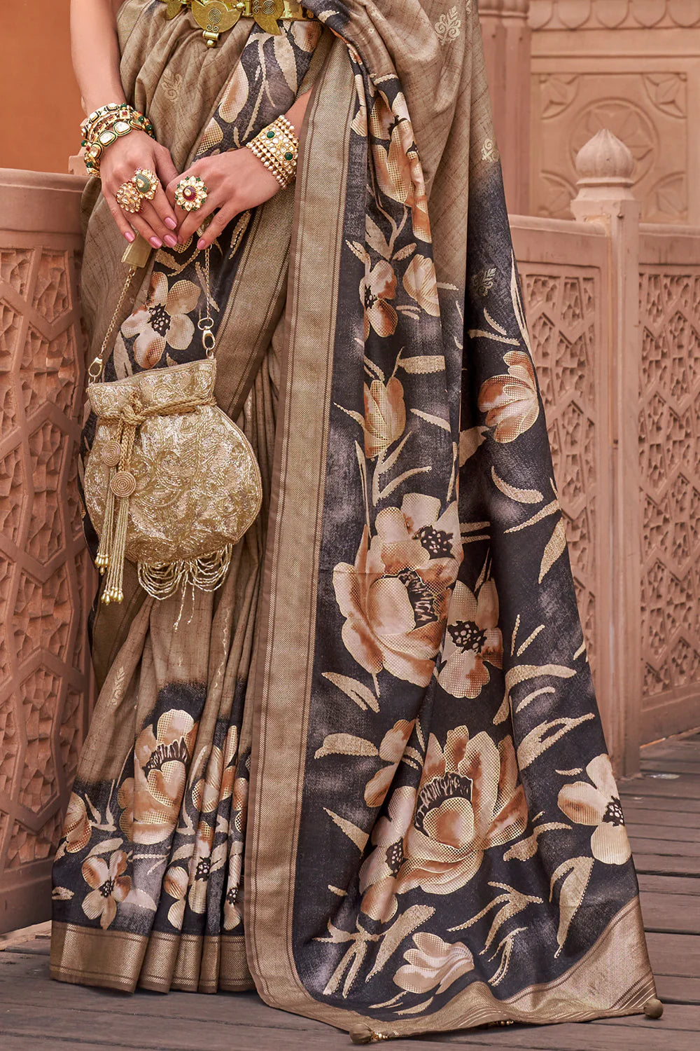 TAUPE BROWN Soft Silk Saree