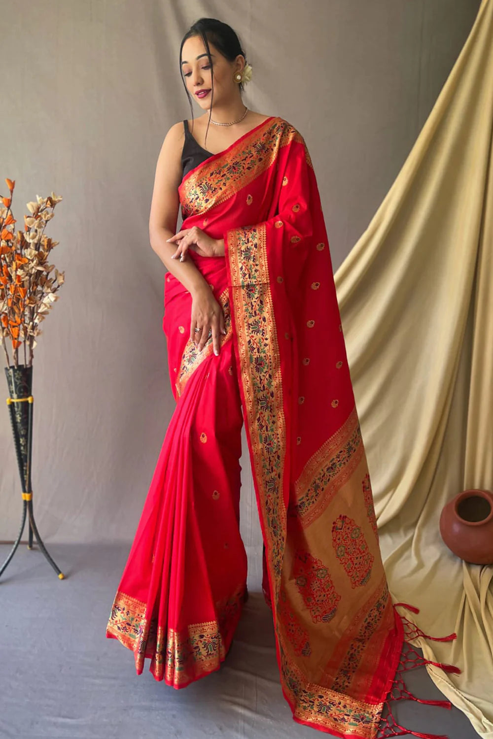 ROYEL RED Paithani Saree