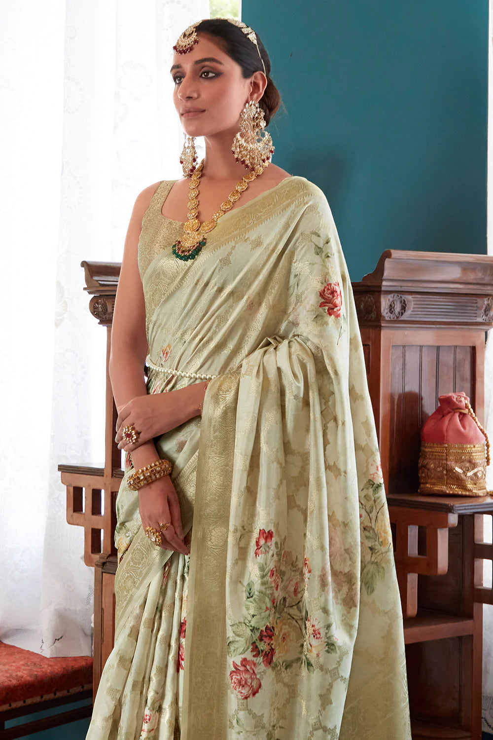 Sepia Beige WOVEN TWO TONE SOFT SILK SAREE