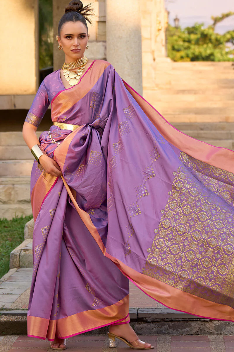 HELIOTROPE PURPLE ZARI WOVEN BANARASI SILK SAREE