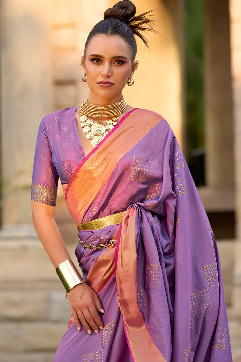 HELIOTROPE PURPLE ZARI WOVEN BANARASI SILK SAREE