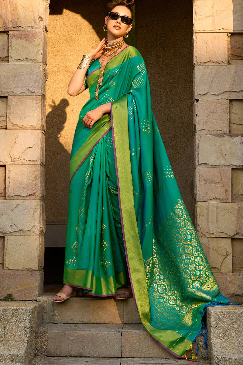 PERSIAN GREEN ZARI WOVEN BANARASI SILK SAREE