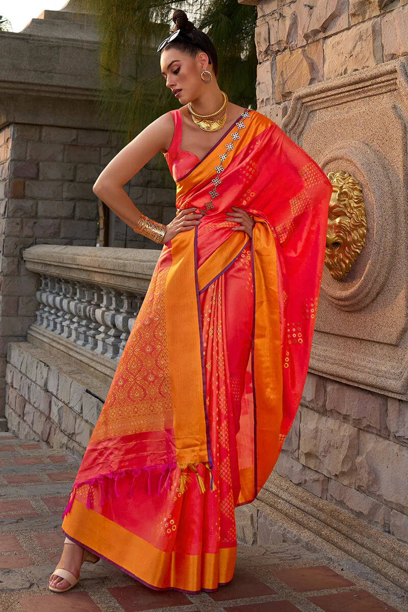 SCARLET RED ZARI WOVEN BANARASI SILK SAREE