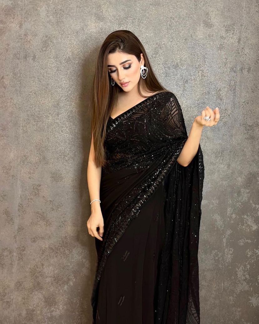 Eternal Elegance: Georgette's Finest Black Saree