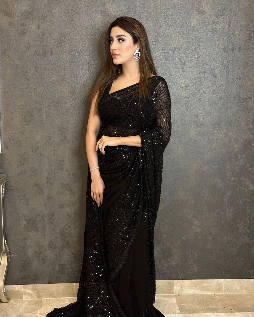 Eternal Elegance: Georgette's Finest Black Saree