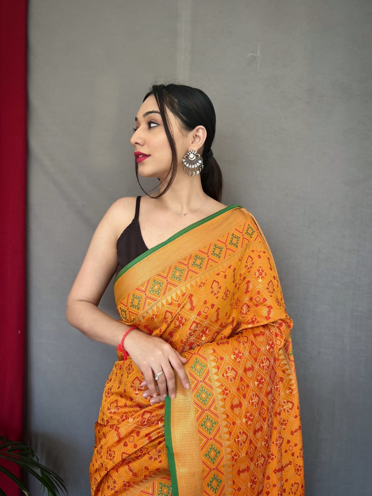 YELLOW Patola Silk Saree with Patola Fusion