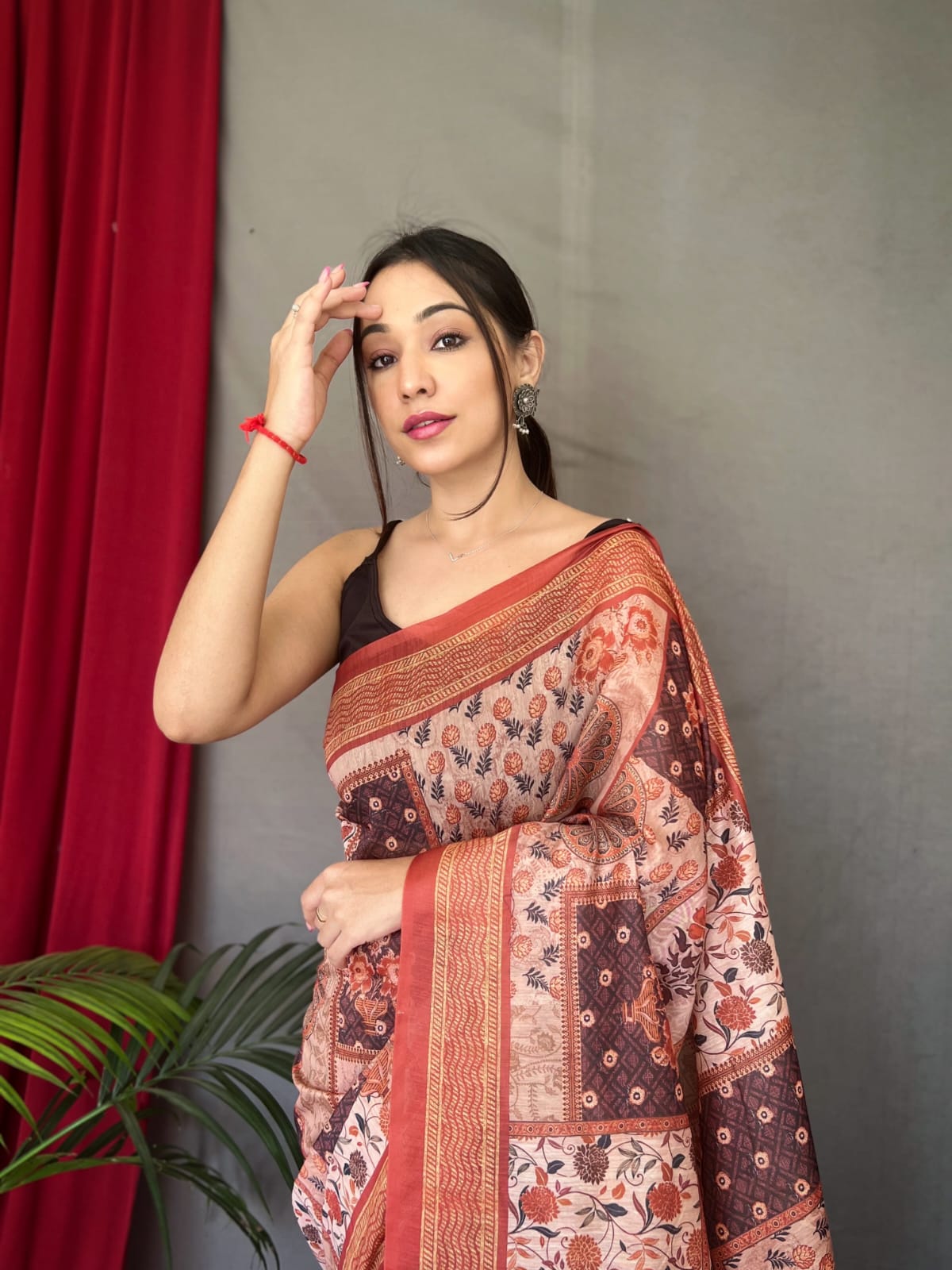 BROWN Kashmiri digital print SAREE