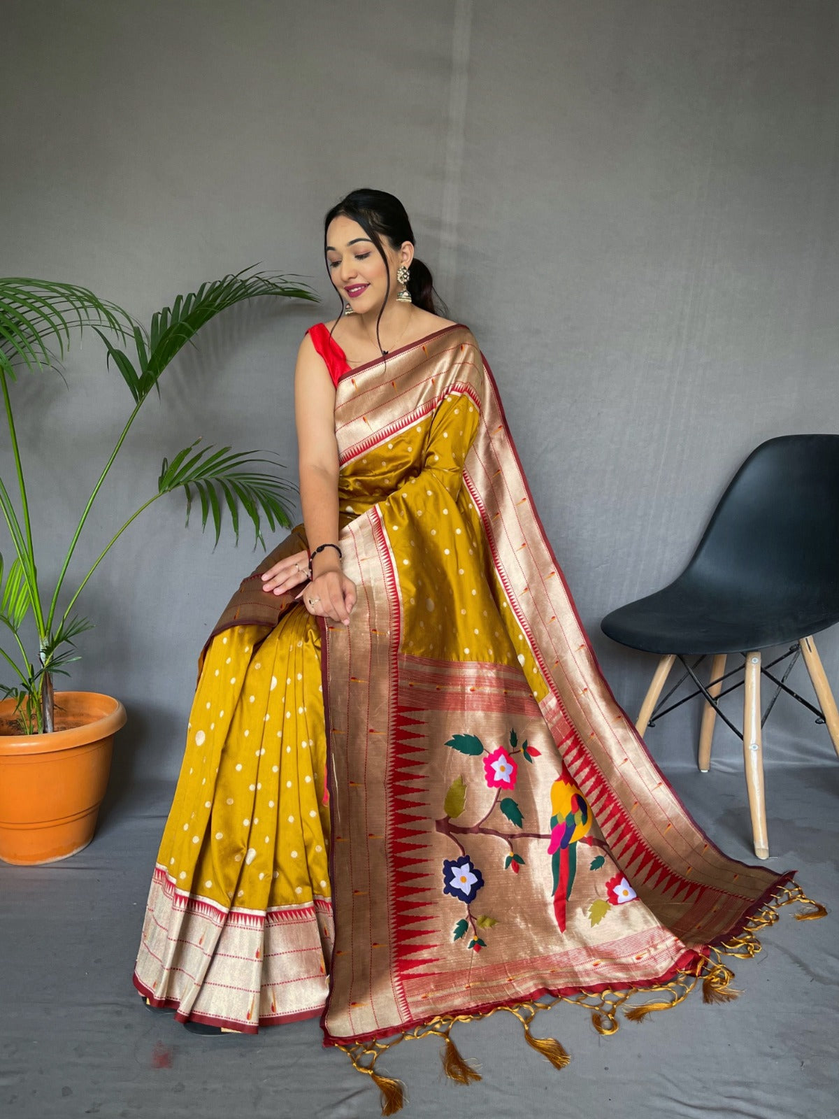 YELLOW Paithani Silk Saree