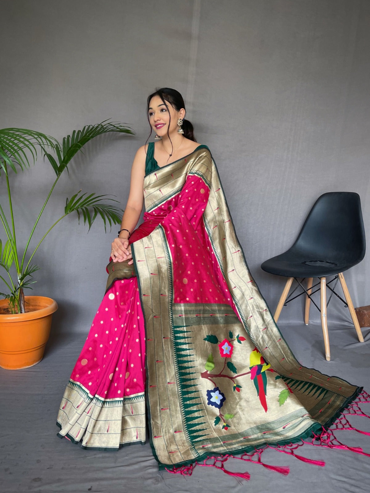 Pink Paithani Silk Saree